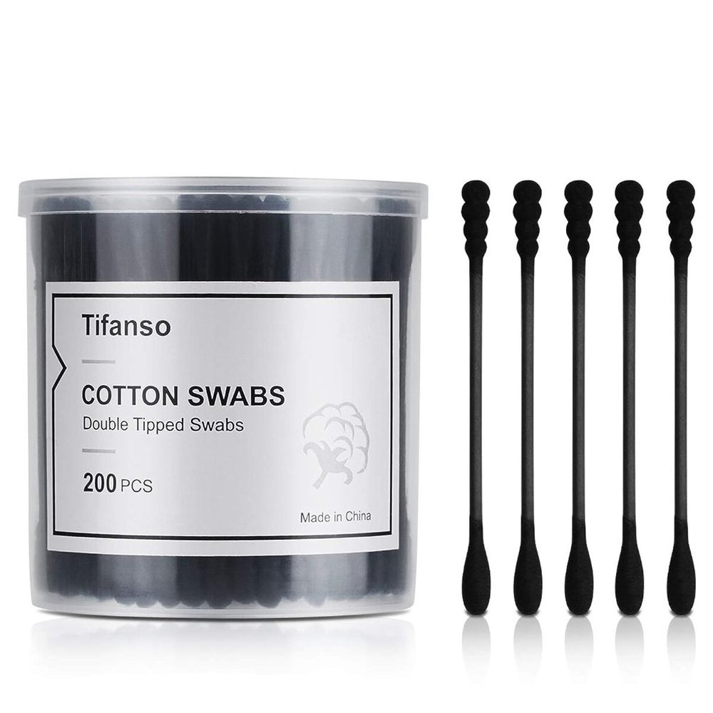 tifanso 200 Count Black Cotton Swabs